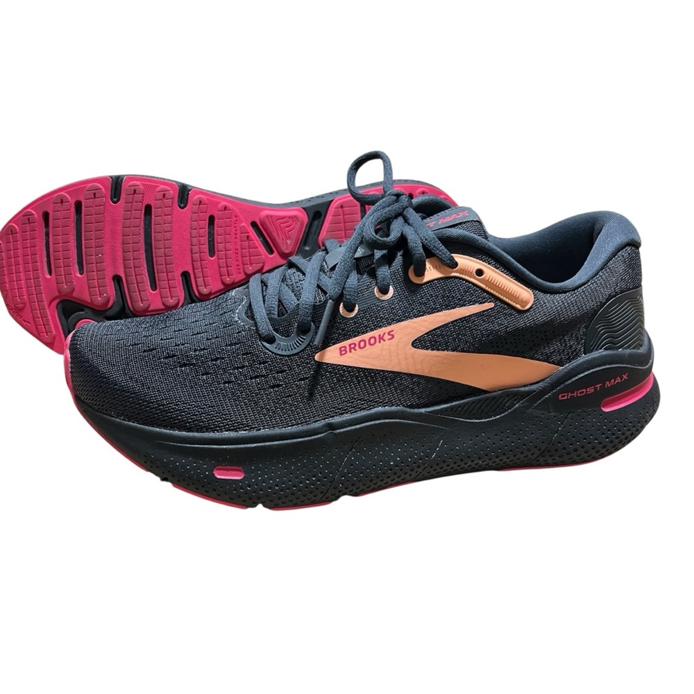 Brooks Ghost Max Women's Athletic Shoes - Black/Pink/Coral Size 8
